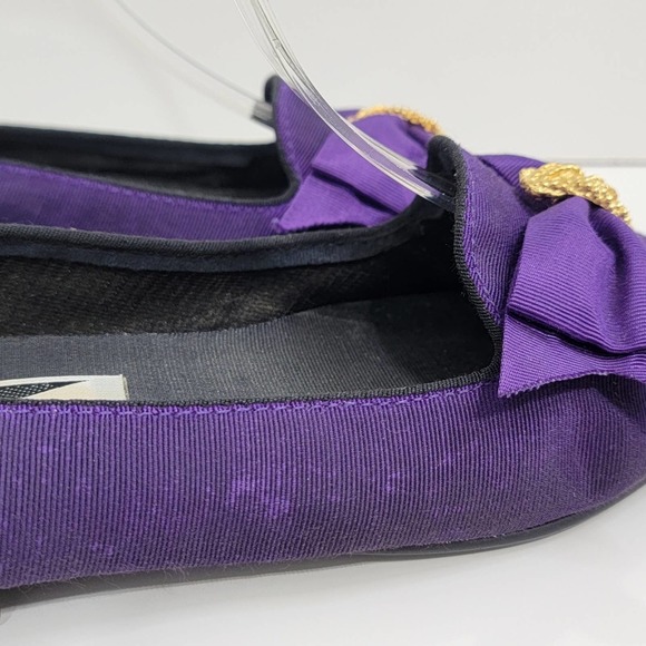 MOOTSIES TOOTSIES Gold Jeweled Bow Purple Skimmer Flats - Picture 7 of 13